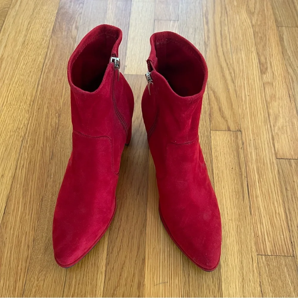 NWOT Marc Fisher Red Suede Boots, Sz 7.5 - Picture 2 of 8